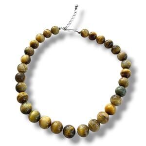 Jay King DTR Large Tiger Eye Stone Statement Choker Necklace sterling Silver 925